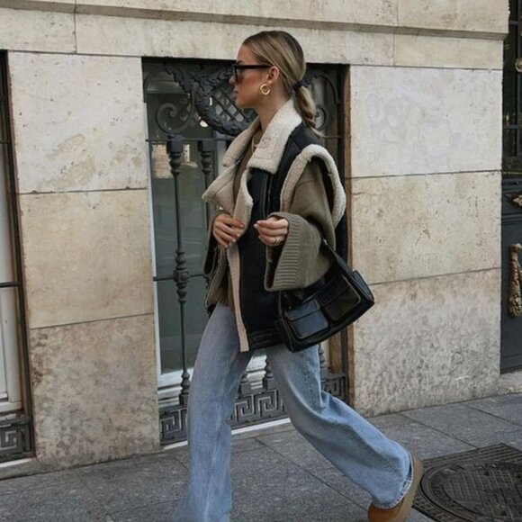 Arya Faux Leather Shearling Vest S/M - Picture 4 of 16